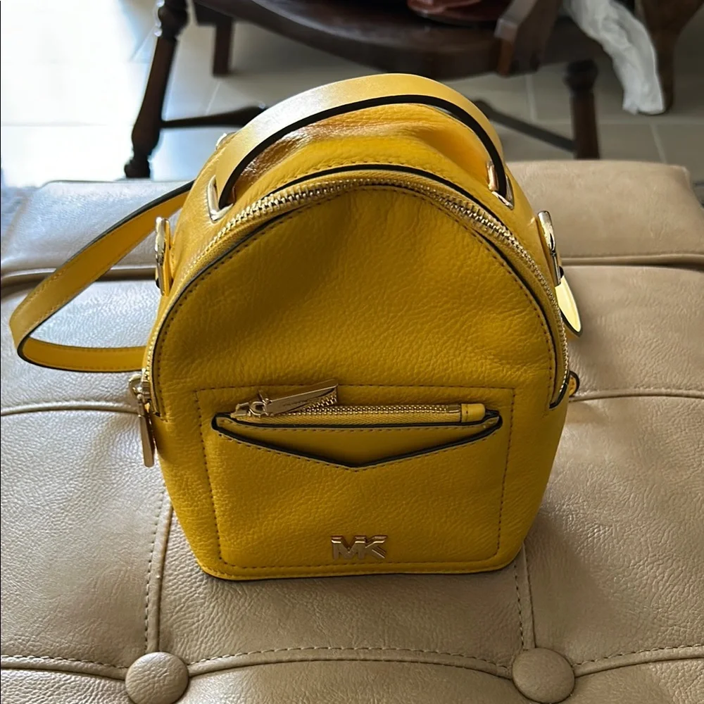 Michael Kors Mustard Mini Bag backpack all leather 7 1/2 x 6 like new